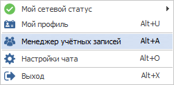 Главное меню MyChat Client, раздел &quot;MyChat&quot;